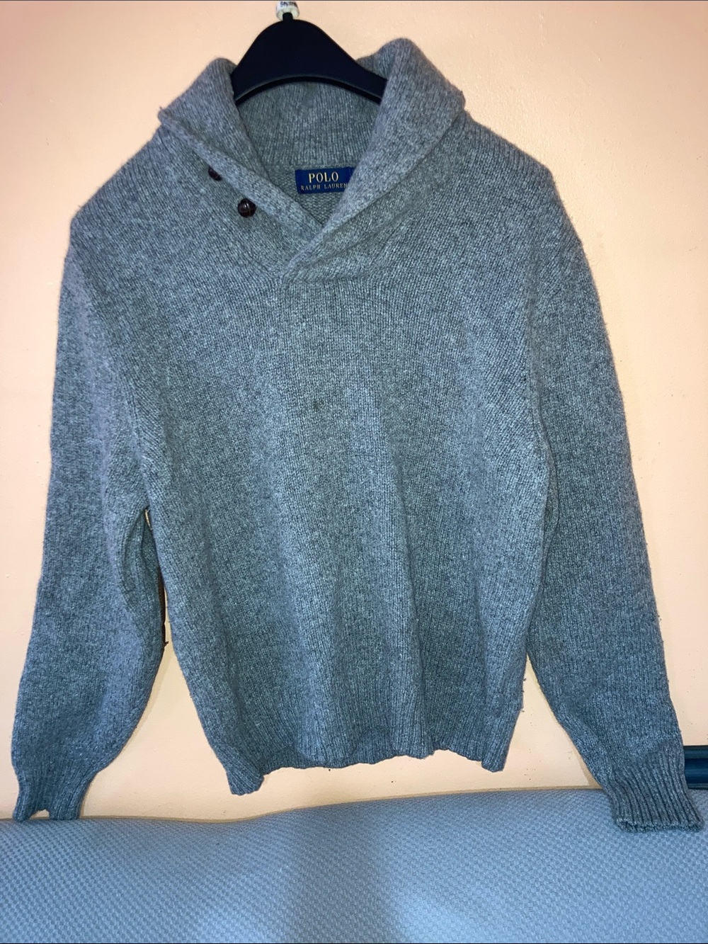 Polo by Ralph Lauren Heather Gray Shawl-Collar Turtleneck Sweater